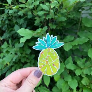 Watercolor Pineapple Sticker: Geometric Glossy Vinyl Decal